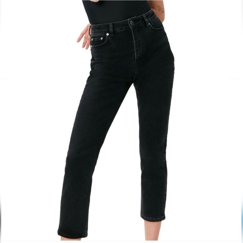 GANNI Cutye Cropped Jeans High Rise Black Organic Cotton Sz 28x32